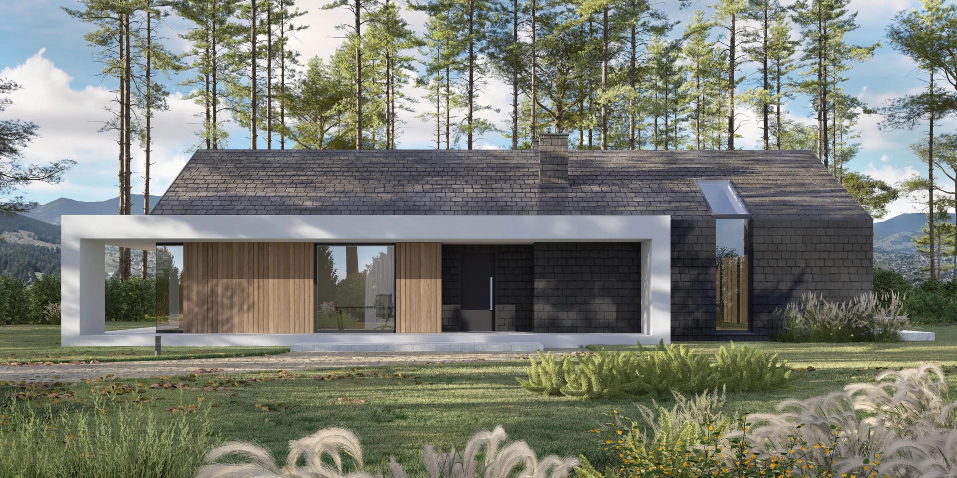 Gotowy projekt domu parterowego w stylu stodoła o powierzchni 117 m2 Modern House New House 714