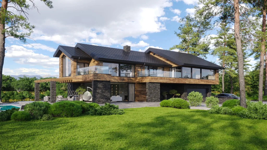 Prezentownik Modern House: podaruj pełnię szczęścia pod choinką! 29 Rezydencja z dwuspadowym dachem i imponującymi przeszkleniami NewHouse 721