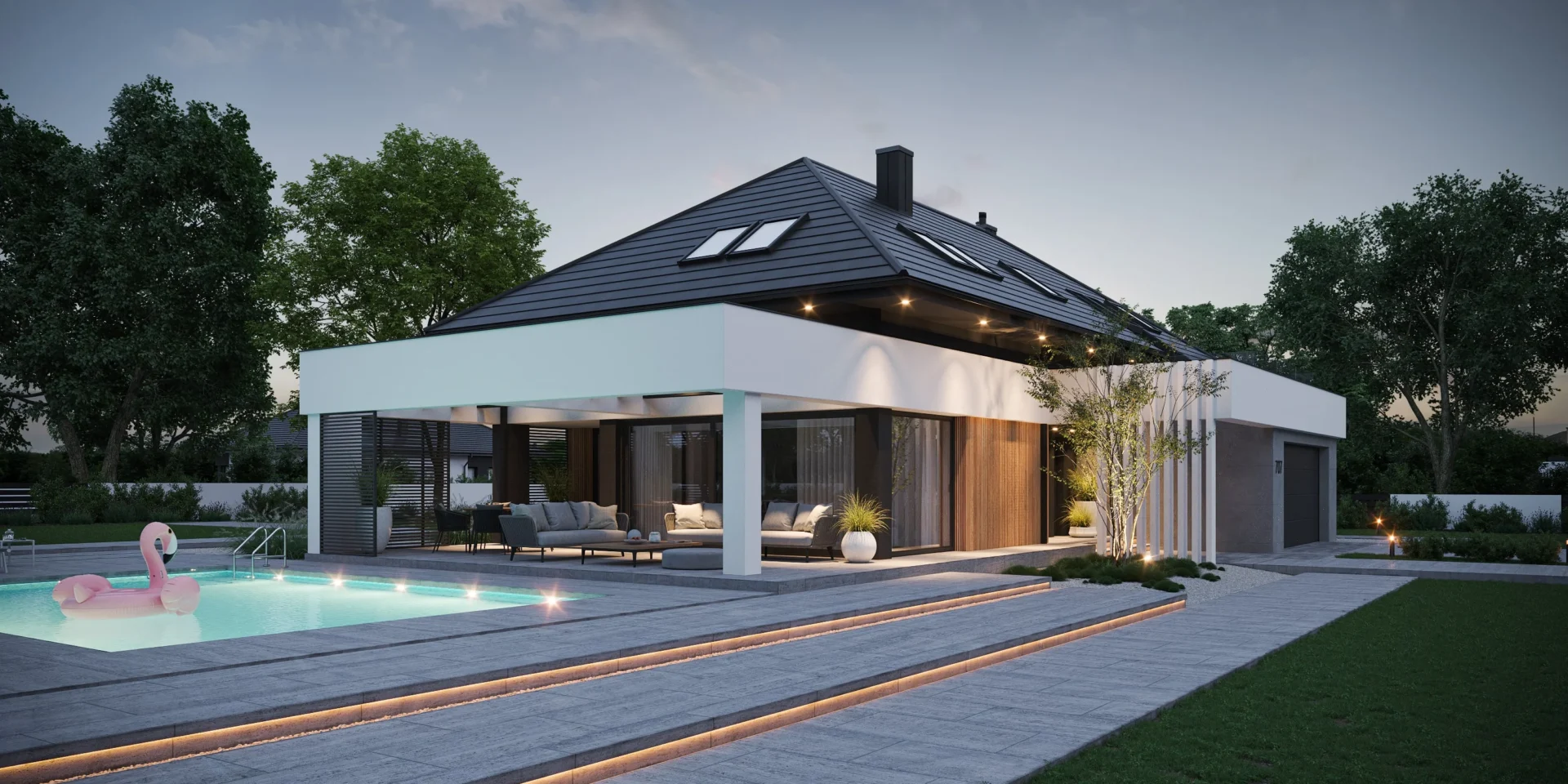 Projekt domu na działki z wjazdem od południa Modern House NewHouse 707