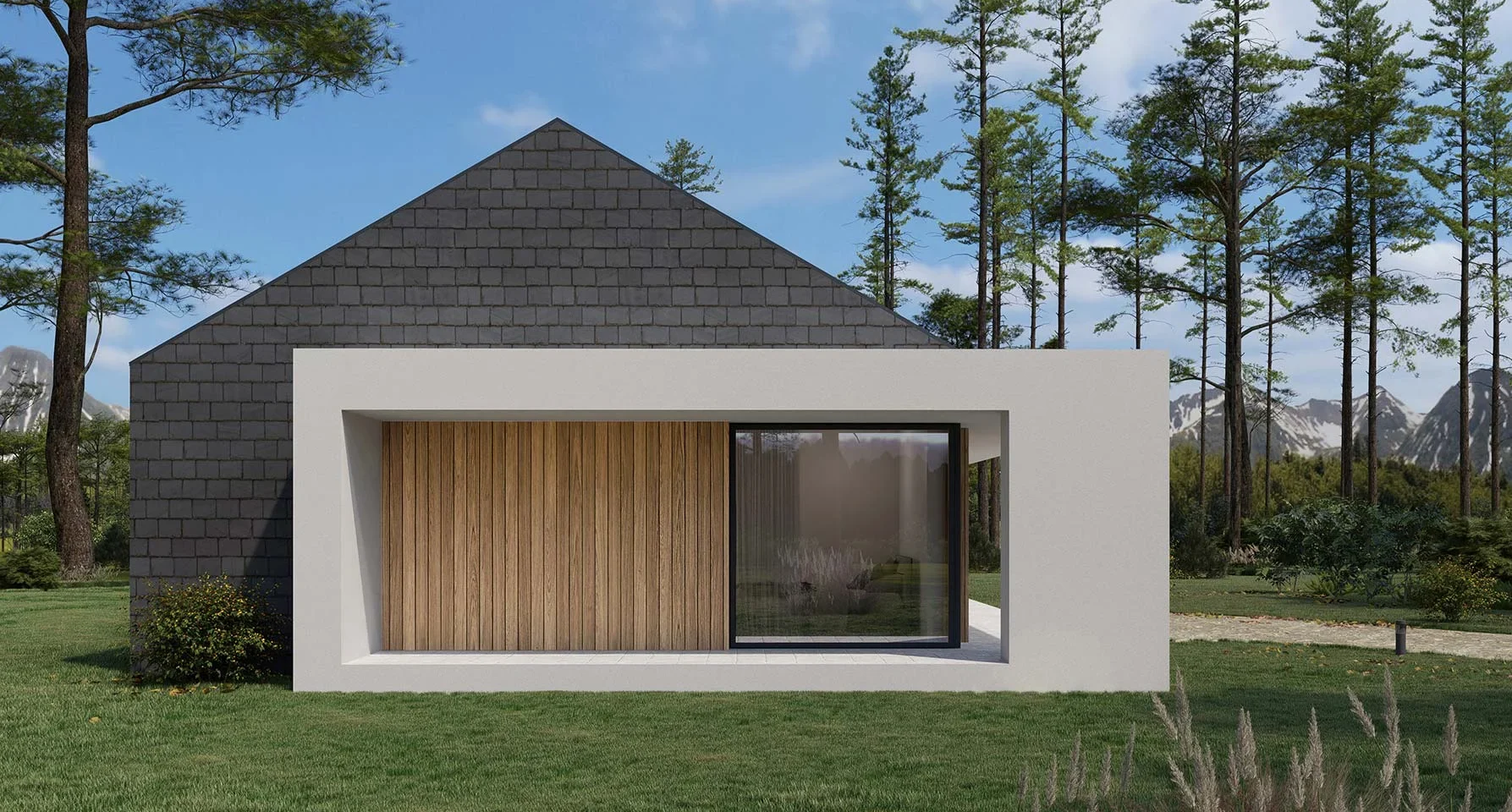 Gotowy projekt domu parterowego o powierzchni 120 m2 z 4 sypialniami Modern House NewHouse 714