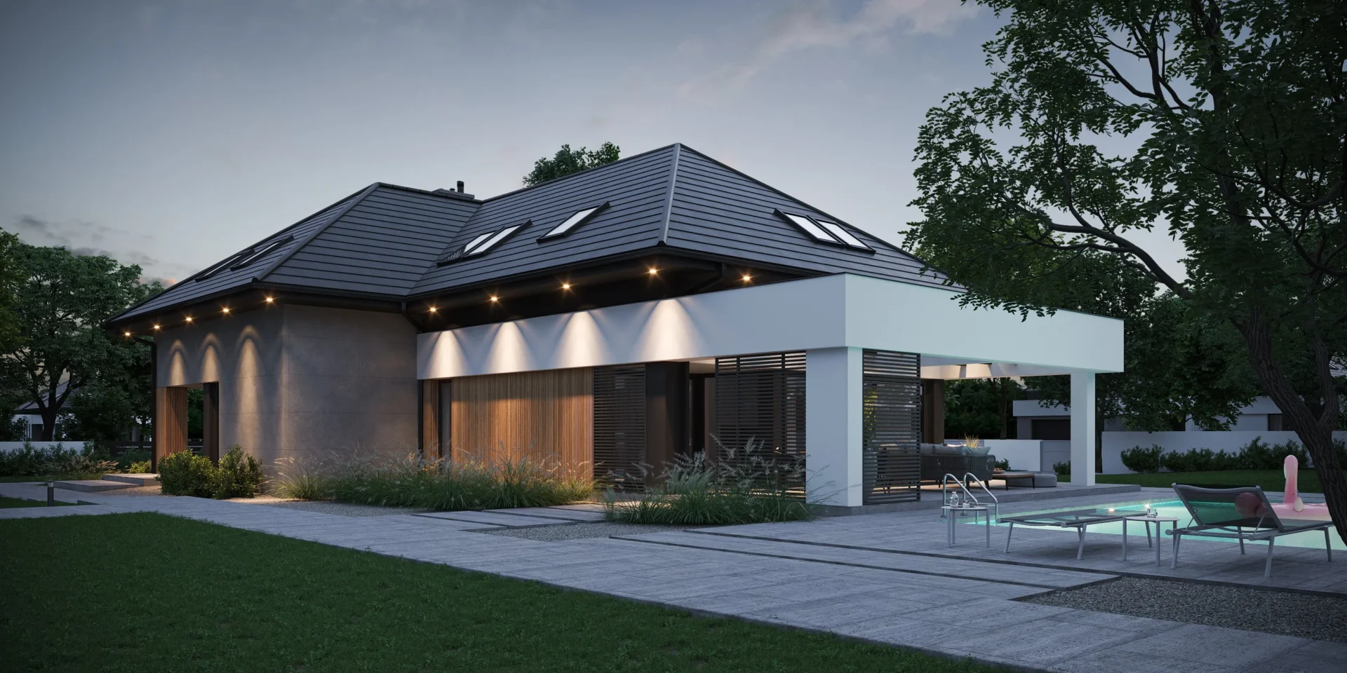 Gotowy projekt domu z 4 sypialniami i gabinetem Modern House NewHouse 707