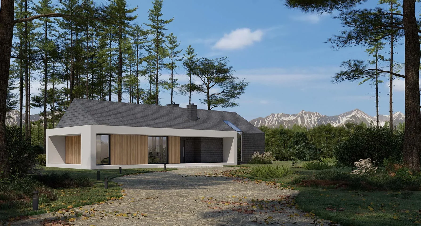 Projekt parterówki z 4 sypialniami Modern House New House 714