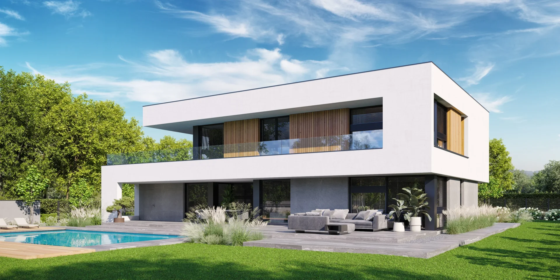 Piętrowy projekt domu z płaskim dachem, 4 sypialniami i gabinetem na parterze Modern House New House 727