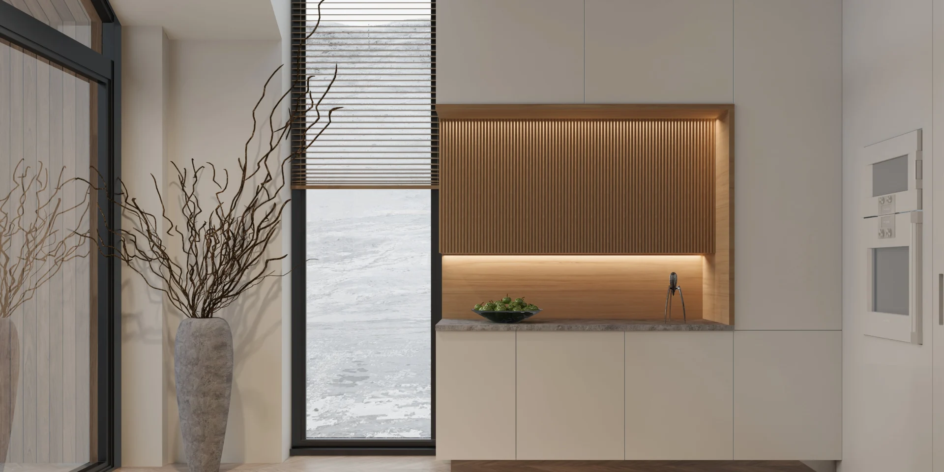 Gotowy projekt domu z kuchnią z wysokim sufitem i oknem kolankowym Modern House NewHouse 714