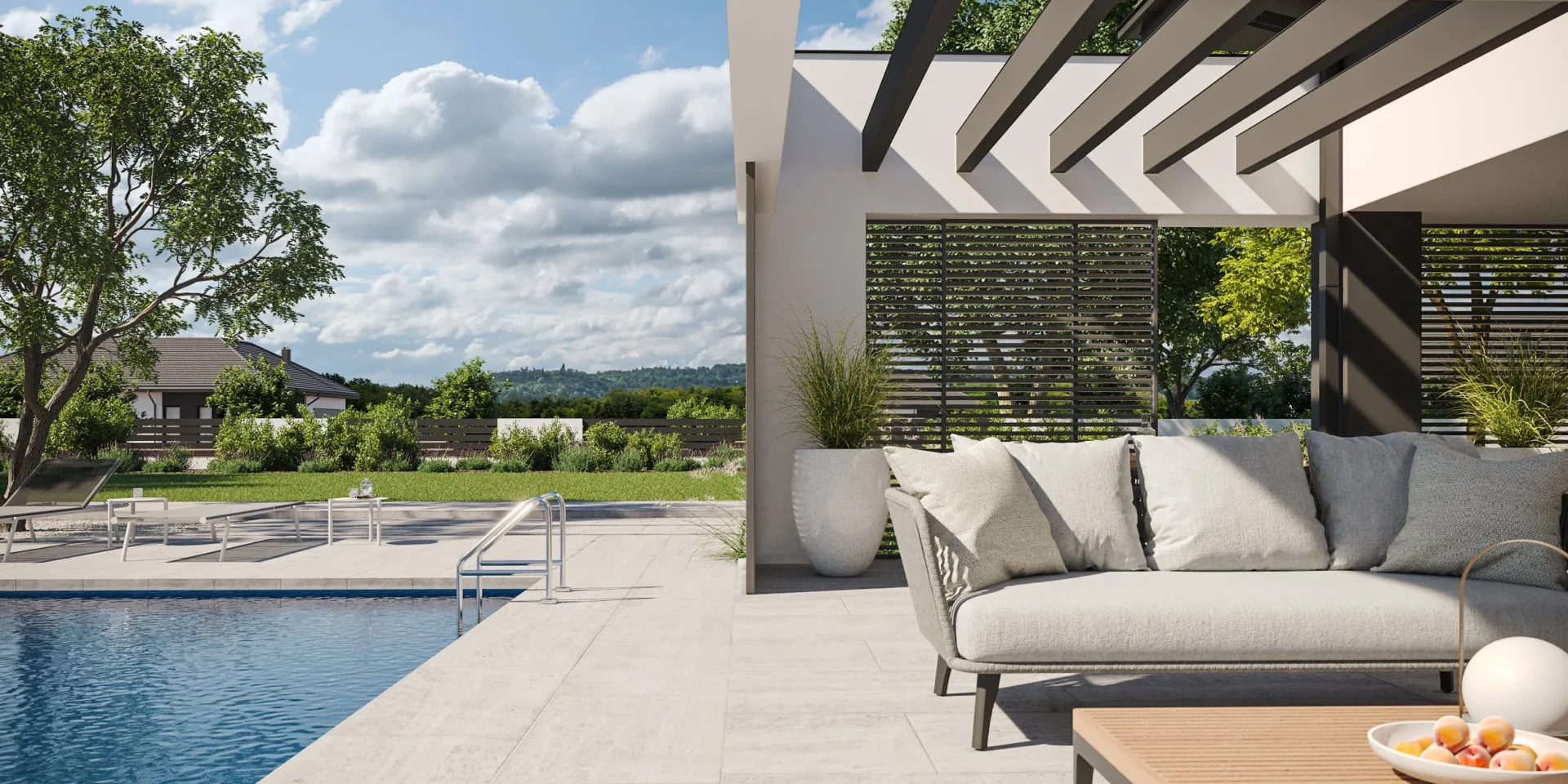 Nowoczesne-płyty-tarasowe-wokół-strefy-basenowej-gotowy-projekt-domu-modern-house-new-house-707