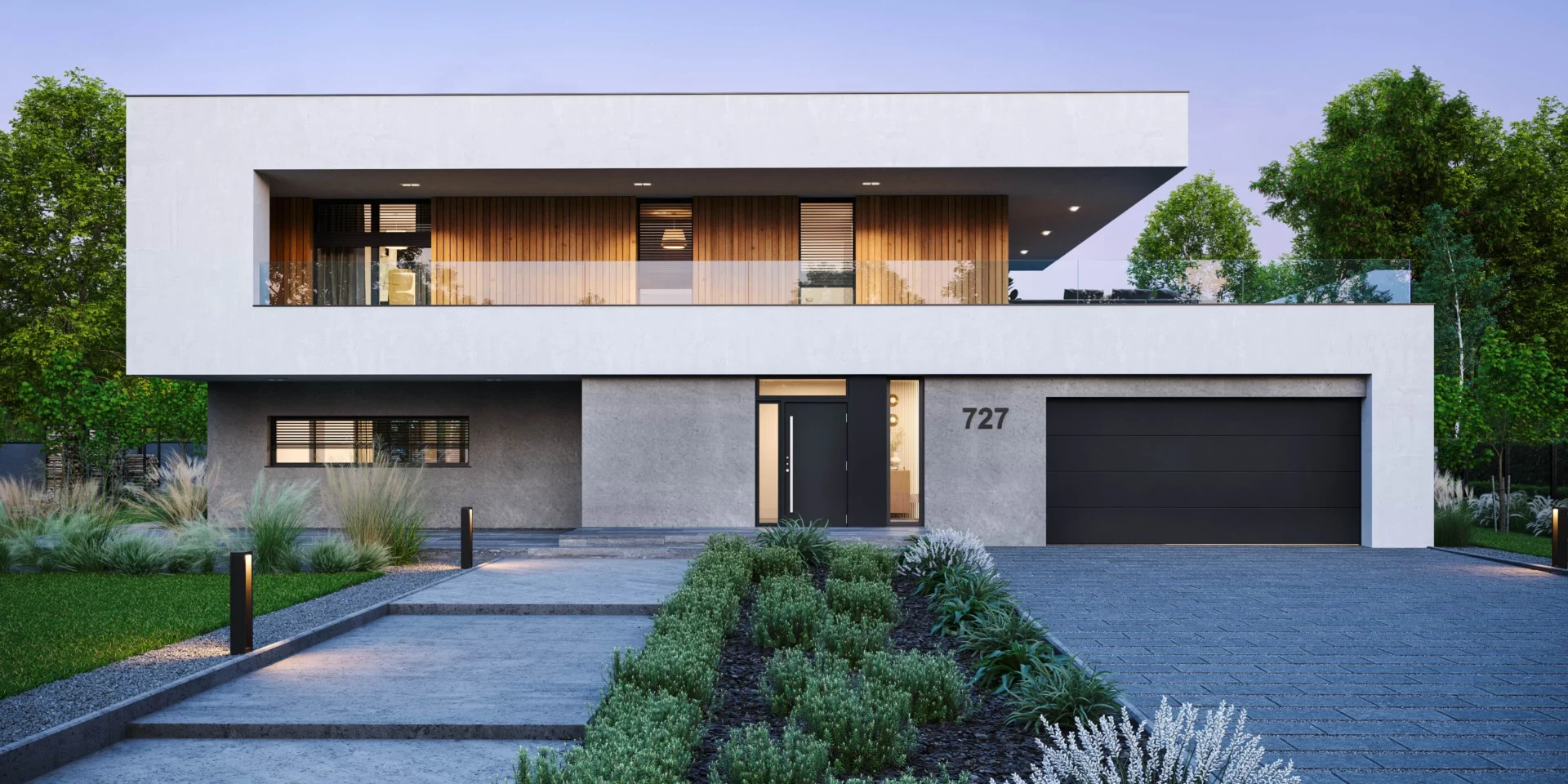 Projekt nowoczesnej piętrowej willi Modern House New House 727