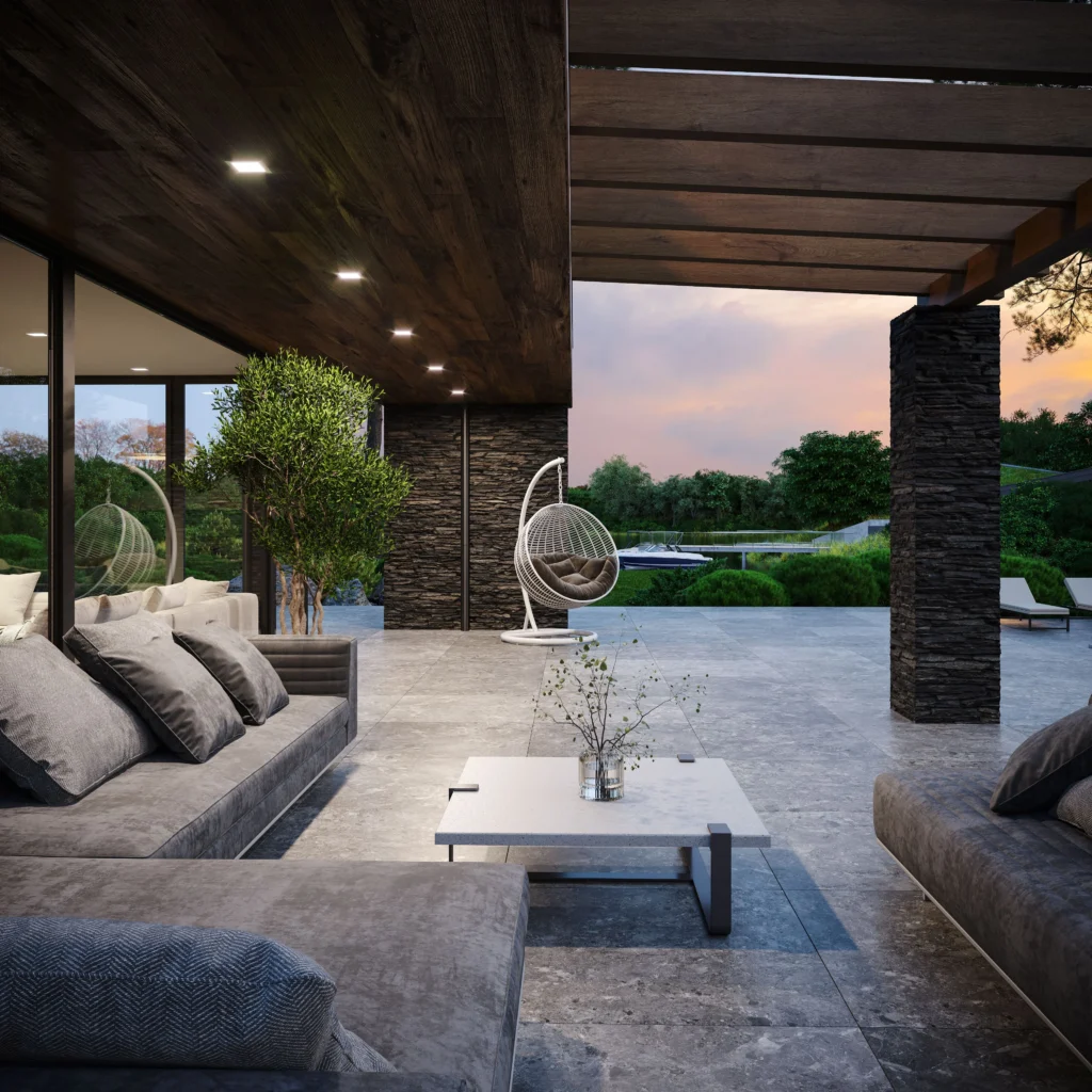 Częściowo zadaszony taras, nowoczesny dom NewHouse 721 Modern Hoouse