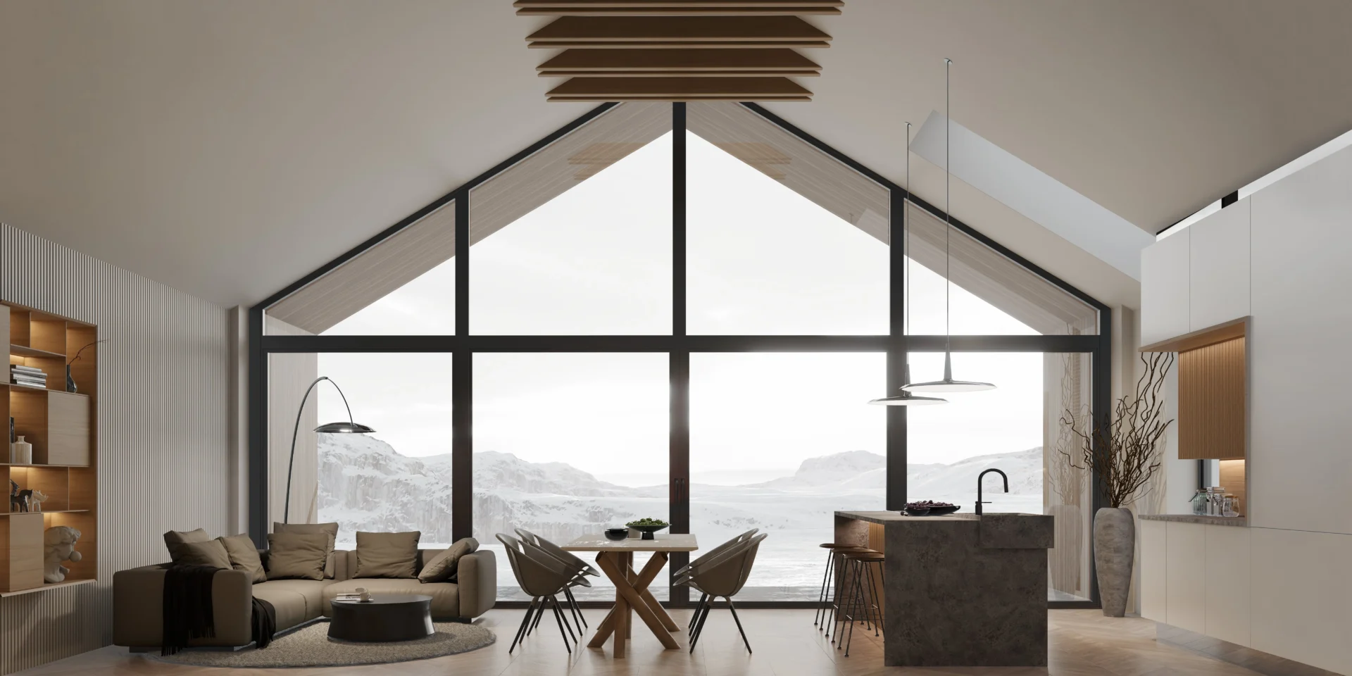 Projekt domu z wysokim sufitem nad salonem widok wnętrza Modern House NewHouse 714