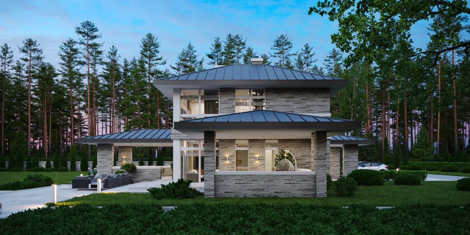 Projekt willi z harmonijną bryła i elegancką elewacją NewHouse 705 Modern House