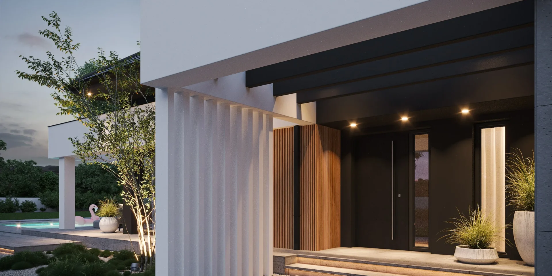 Oświetlenie-strefy-wejściowej-w-nowoczesnym-projekcie-domu-modern-house-new-house-707