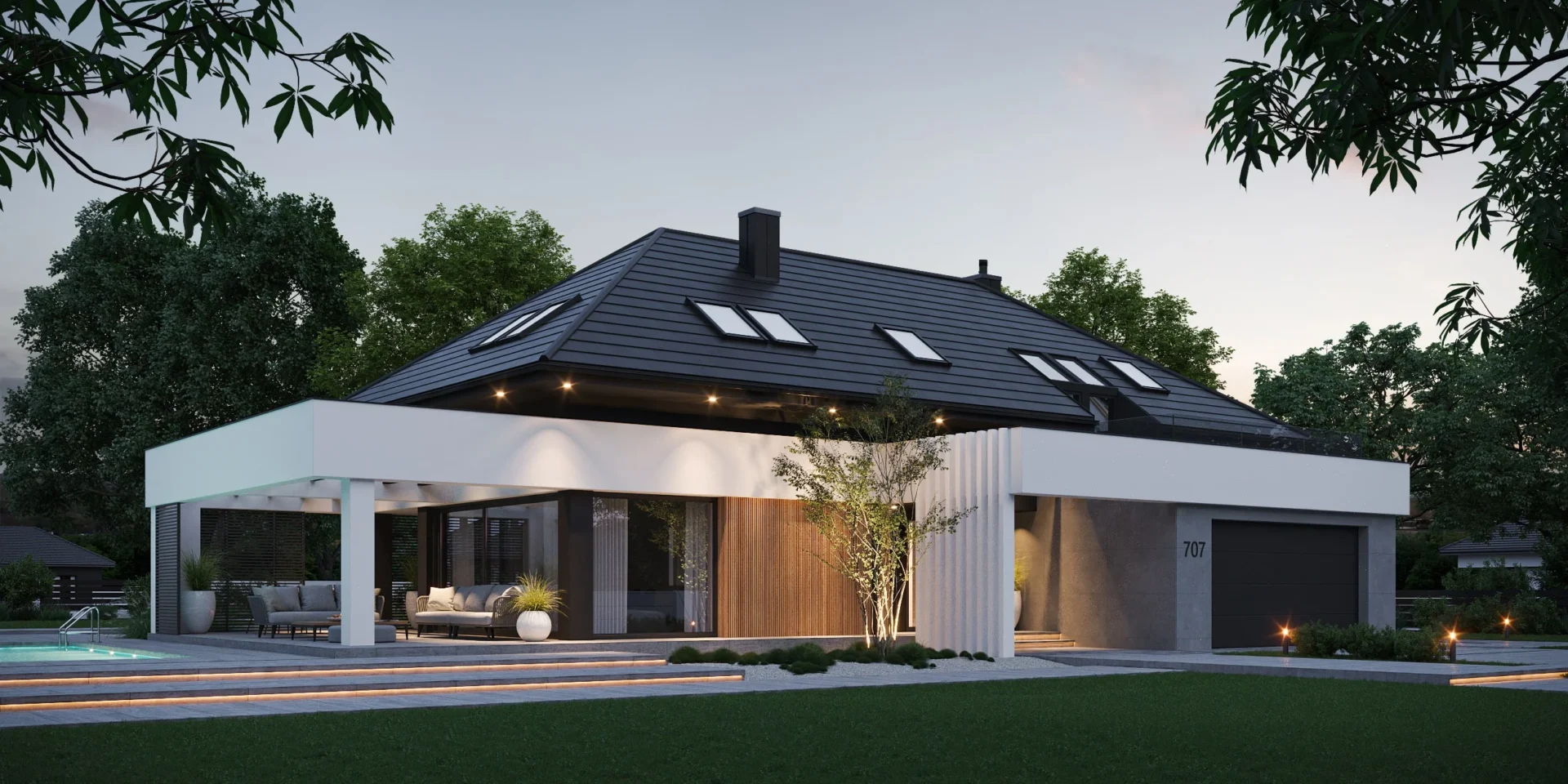 Nowoczesna willa z poddaszem użytkowym gotowy projekt domu Modern House NewHouse 707