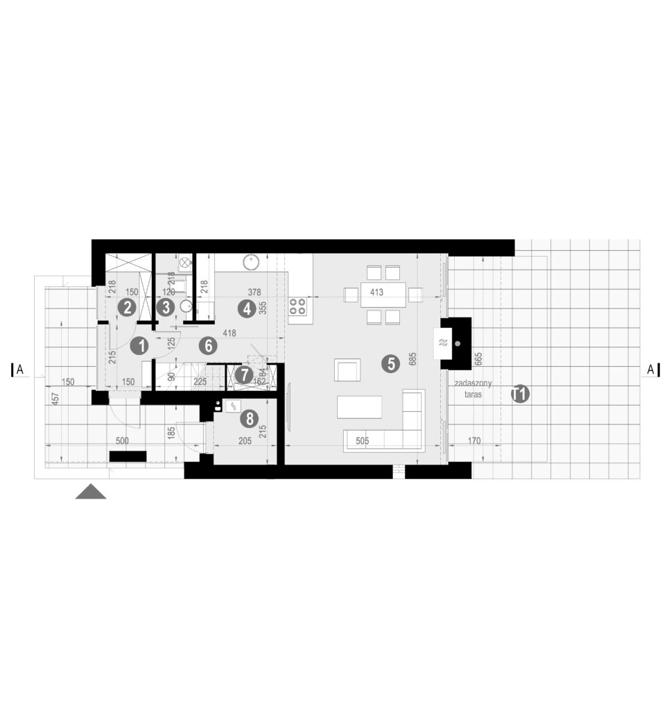 Rzut-parteru-domu-na-działkę-mniejszą-niż-14-metrów-modern-house-new-house-744-wersja-lustrzana