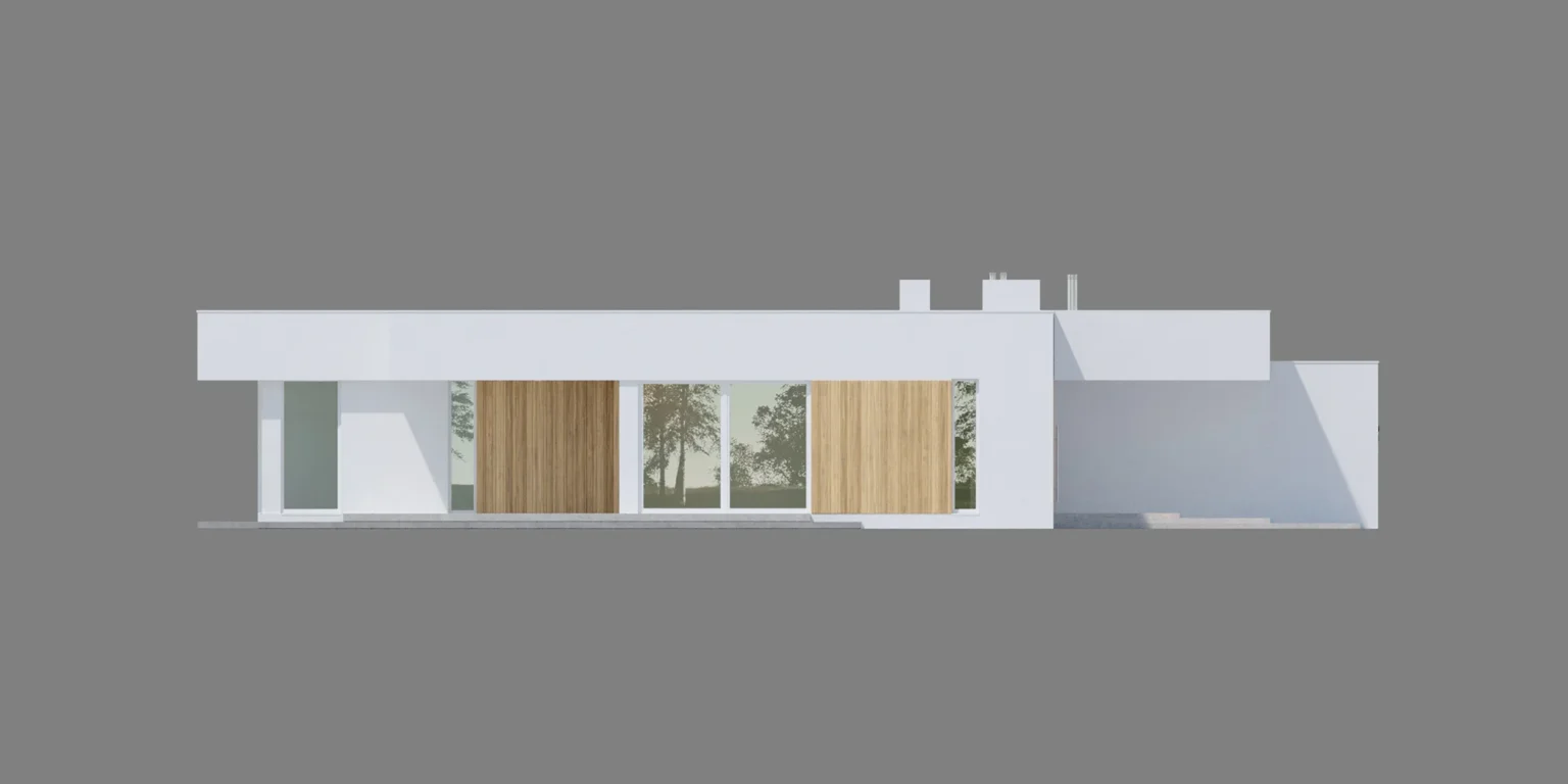 Gotowy projekt domu z płaskim dachem NewHouse 702 Modern House elewacja boczna