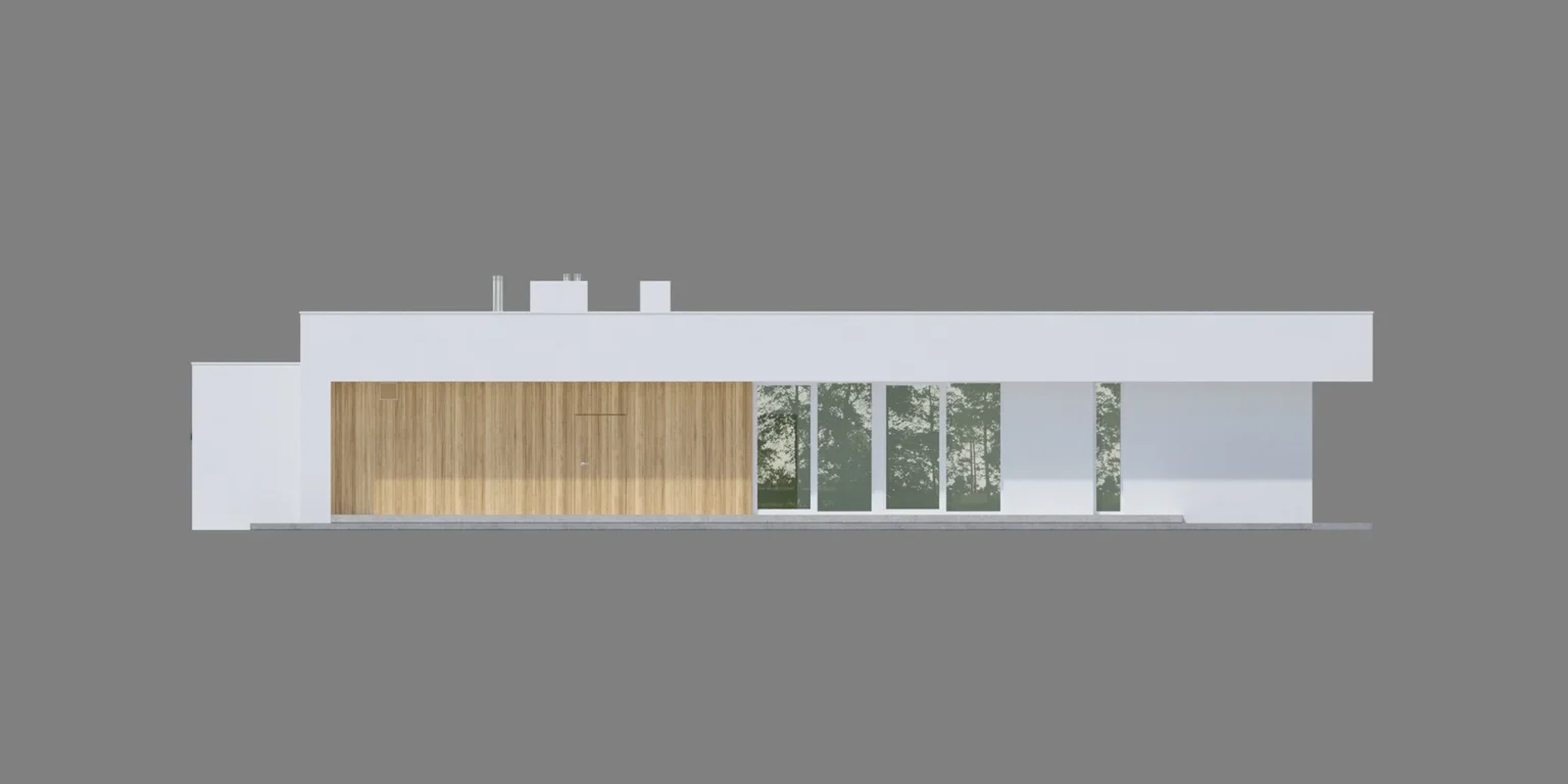 Gotowy projekt domu z płaskim dachem NewHouse 702 Modern House elewacja boczna