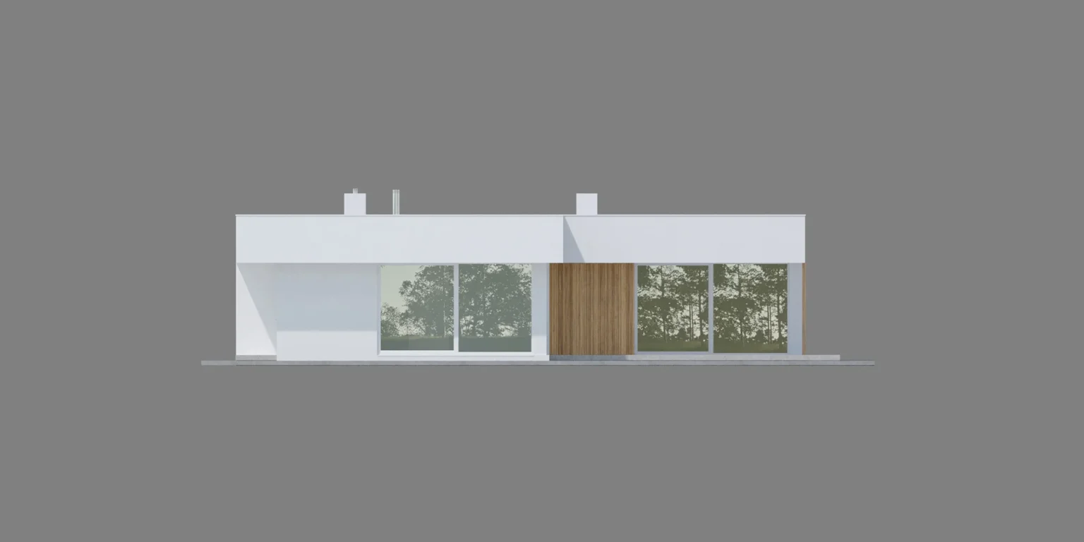 Gotowy projekt domu z płaskim dachem NewHouse 702 Modern House elewacja tylna