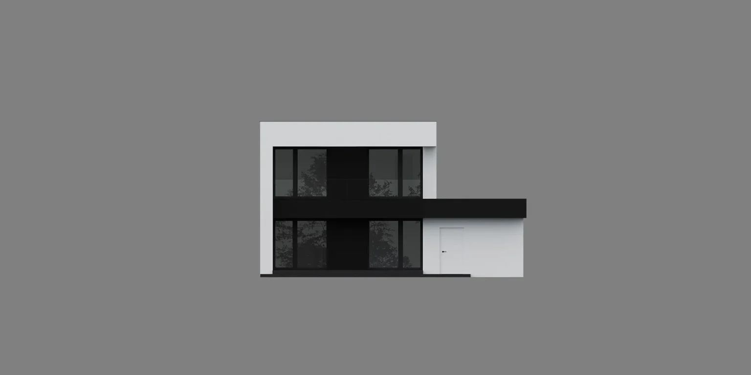 Elewacja ogrodowa projekt domu piętrowego z garażem NewHouse 744 G1