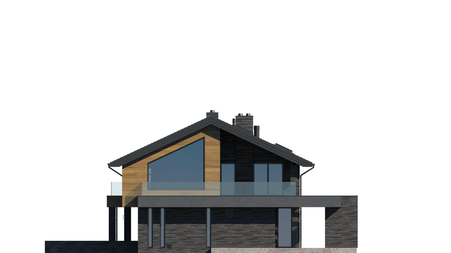 Projekt domu zppoddaszem NewHouse 728 elewacja boczna