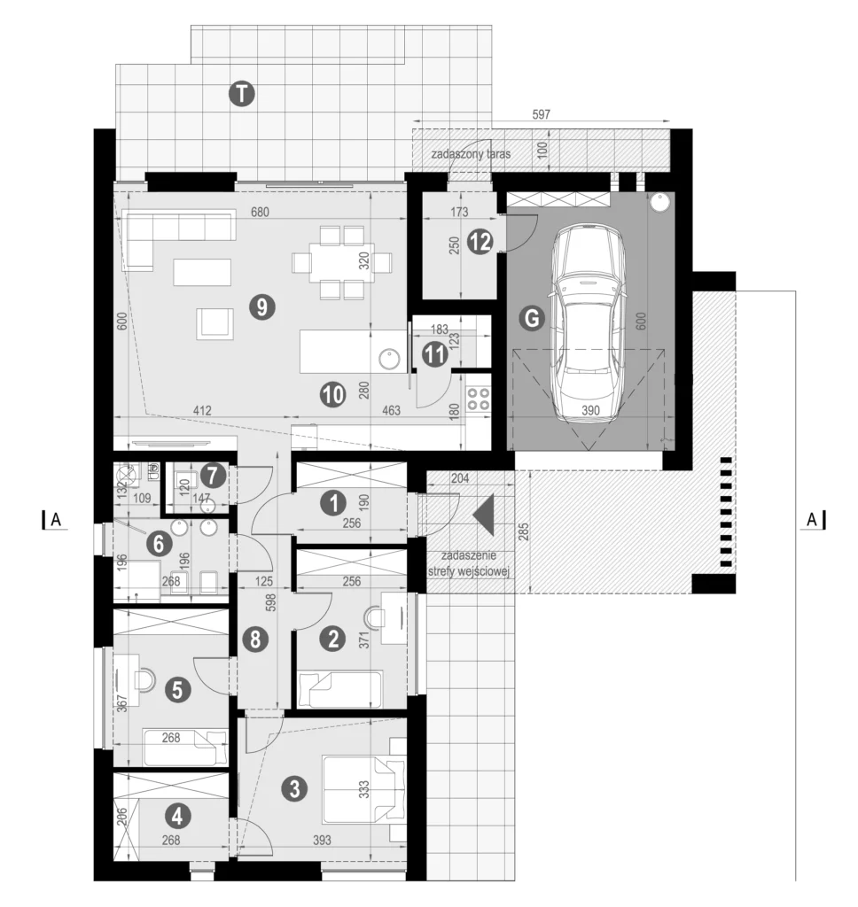 Rzut parteru domu 108 m2 projekt Modern House NewHouse 719