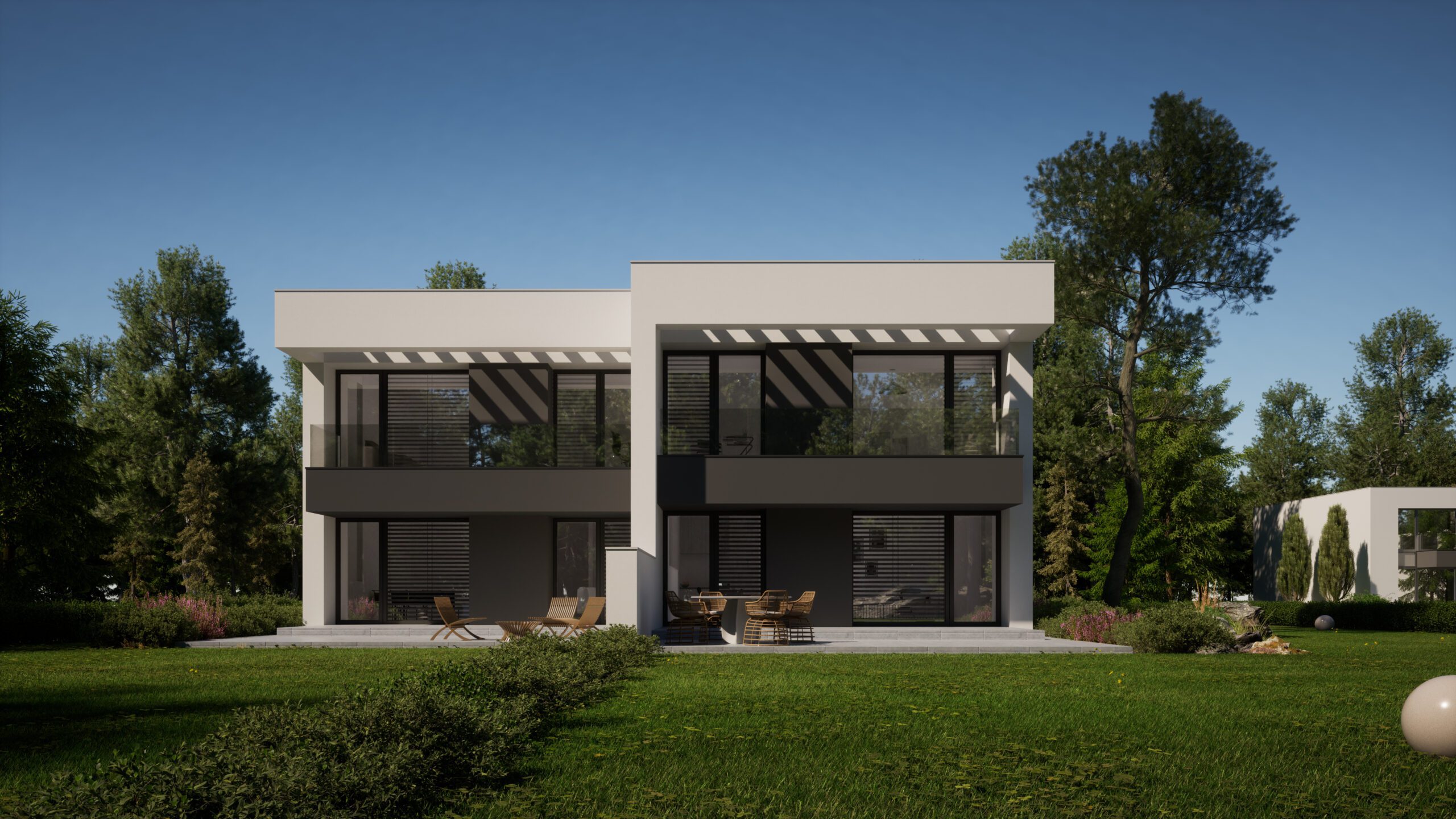 New House 744 B - Jacek Niebieszczański - gotowy projekt domu dla dwóch rodzin.