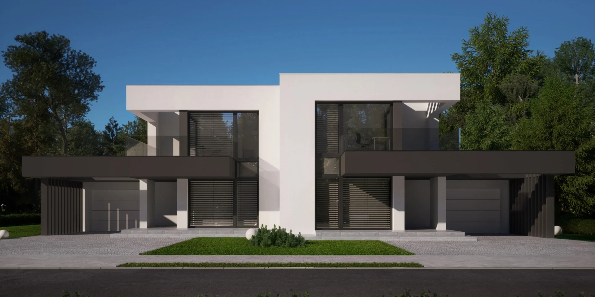 Gotowy projekt domu jednorodzinnego dwulokalowego z garażami NewHouse 744 D G1, Modern House