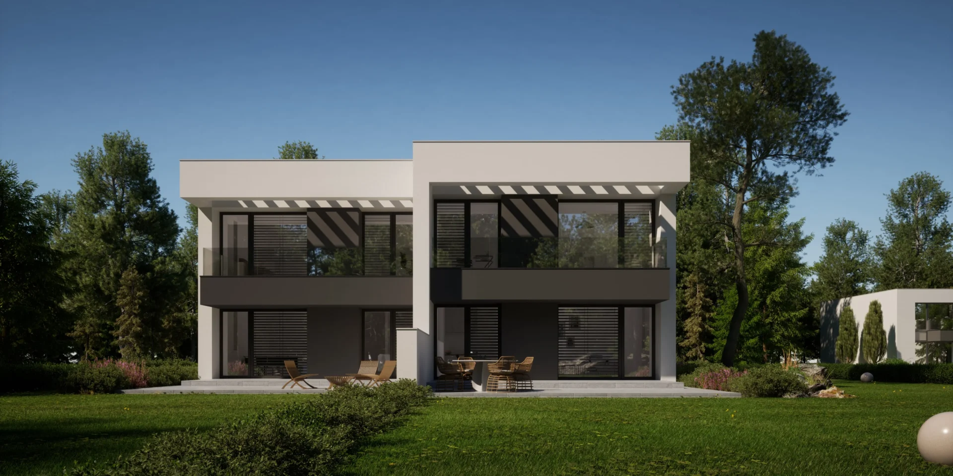 Projekt domu dla dewelopera, prosta bryła, płaski dach, bez garażu NewHouse 744 D Modern House