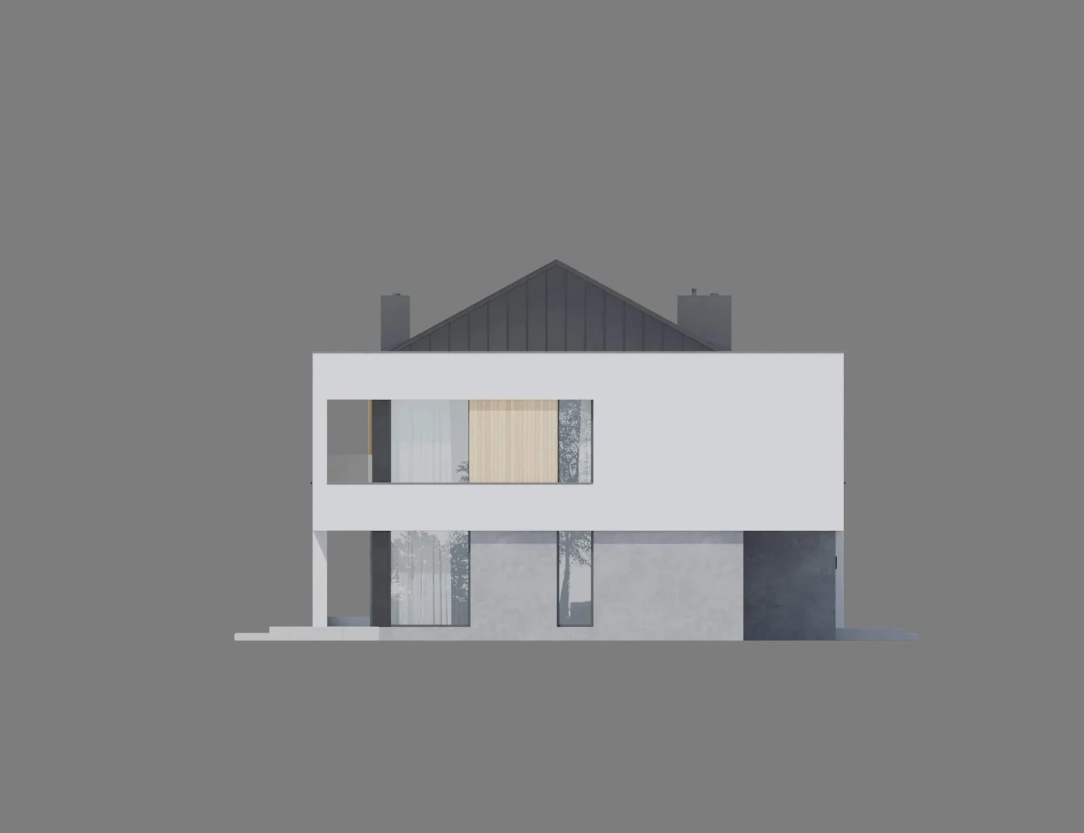 Elewacja-boczna-domu-piętrowego-z-ukrytym-dachem-Modern-House-new-house-727w1