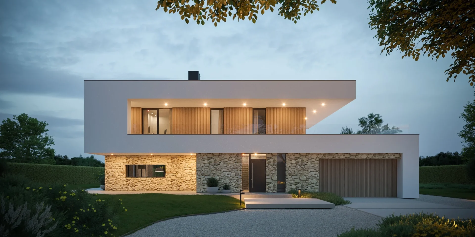 Projekt nowoczesnej piętrowej willi NewHouse 726 wariant 1 architekt Jacek Niebieszczański