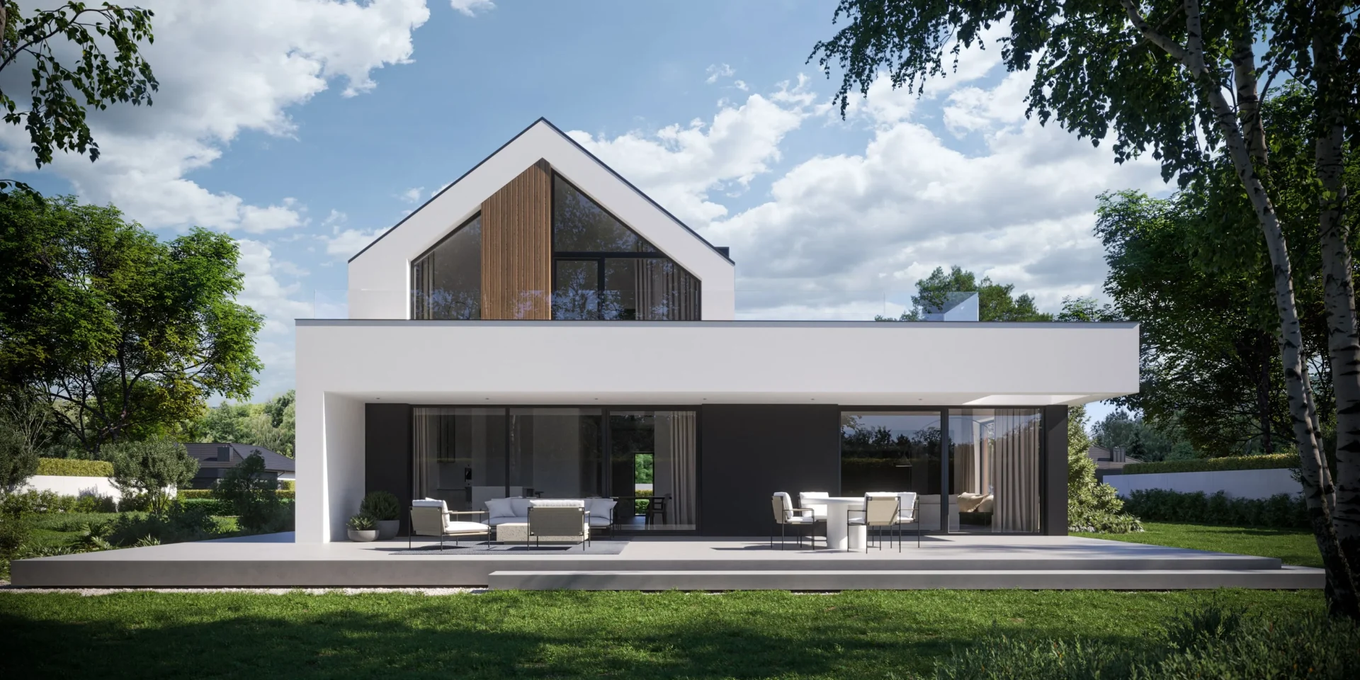 Nowoczesny dom z poddaszem NewHouse 790 w2, zadaszony taras przy salonie