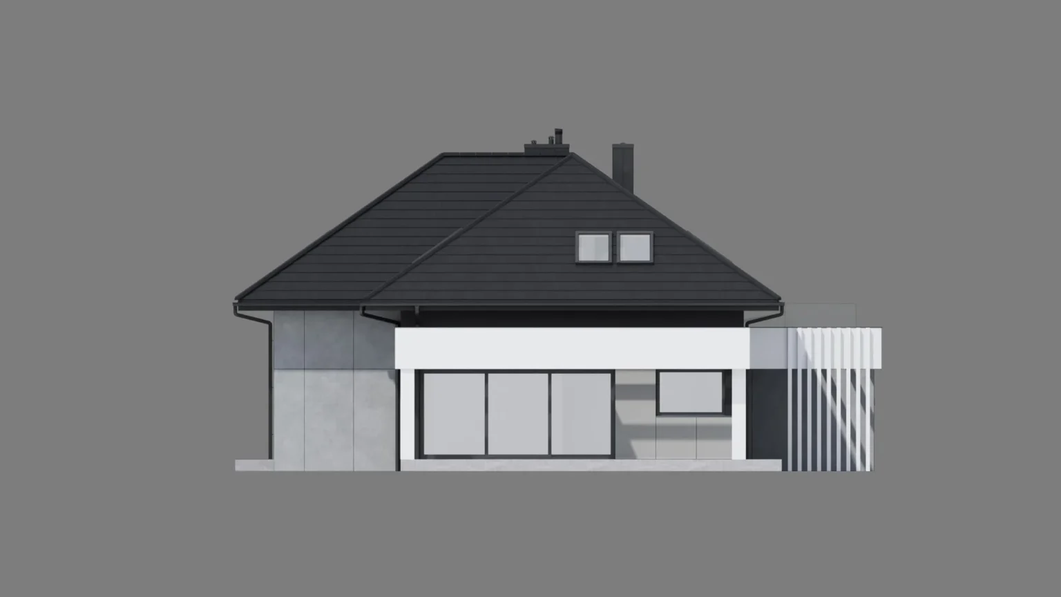 Gotowy projekt domu z poddaszem użytkowym Modern House NewHouse 703 elewacja boczna II