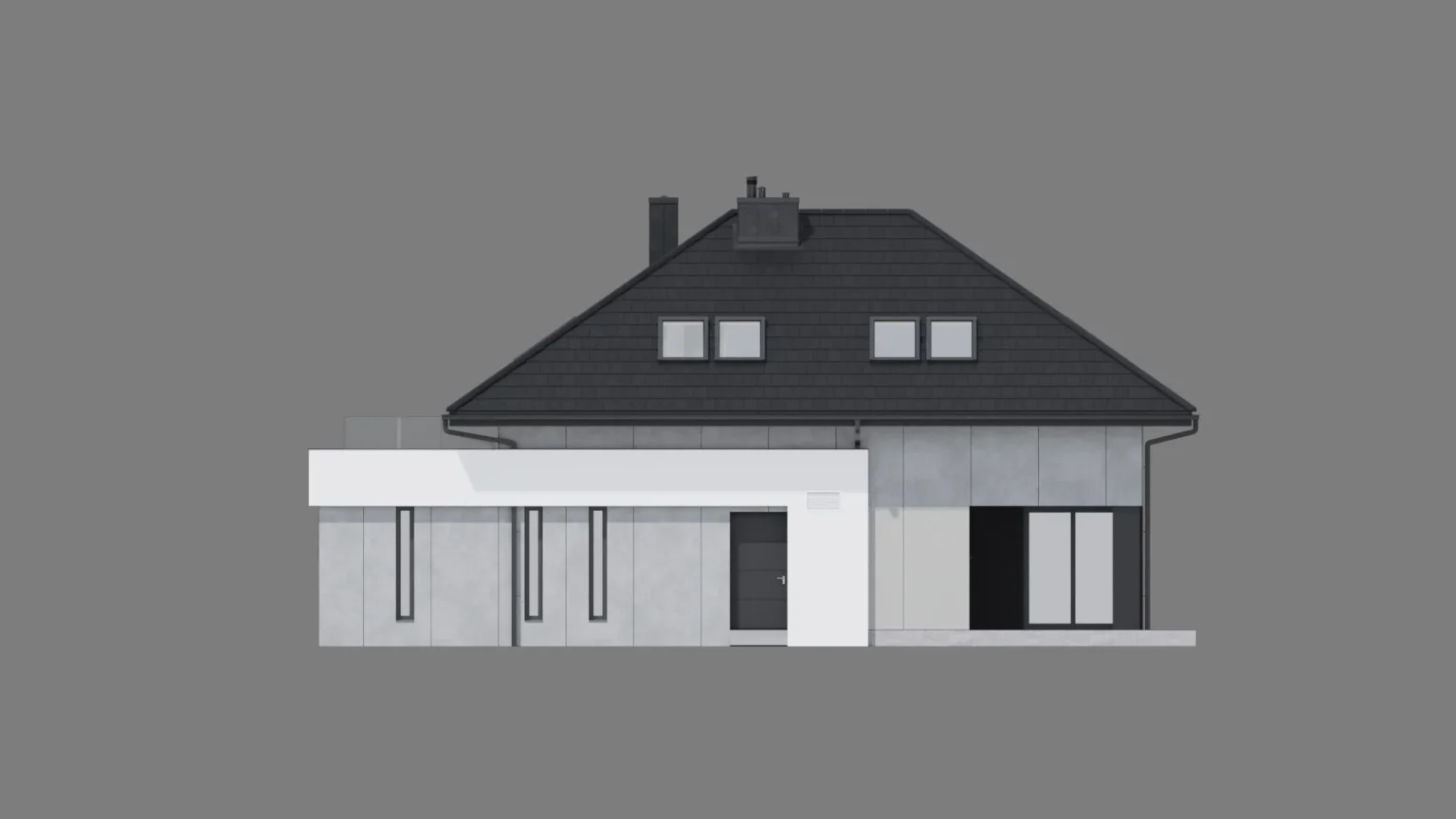 Gotowy projekt domu z poddaszem użytkowym Modern House NewHouse 703 elewacja boczna I