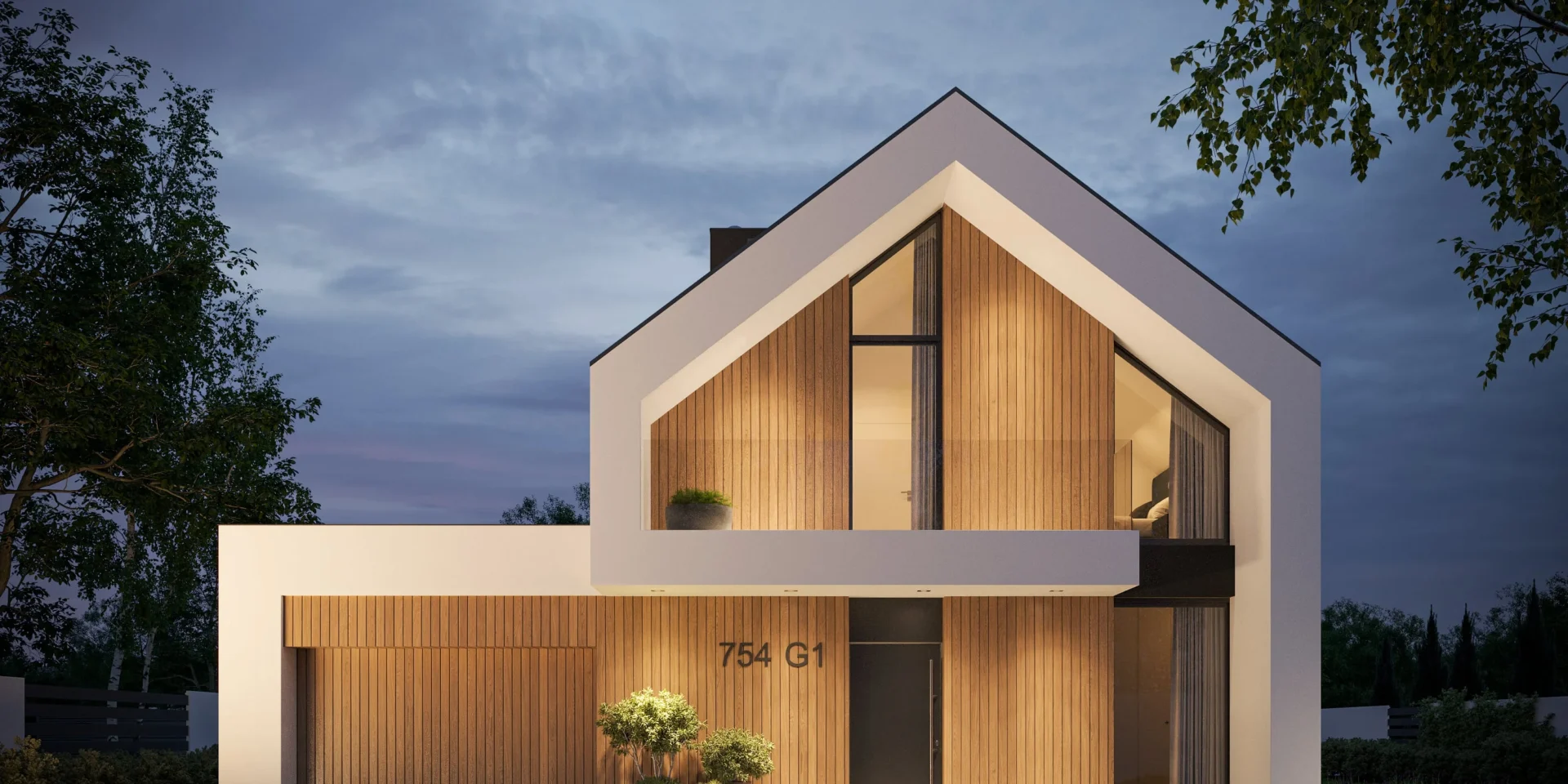 NewHouse 754 G1 Modern House nowoczesny projekt domu w stylu stodoła z garażem, 3 sypialniami, otwartą strefą dzienną