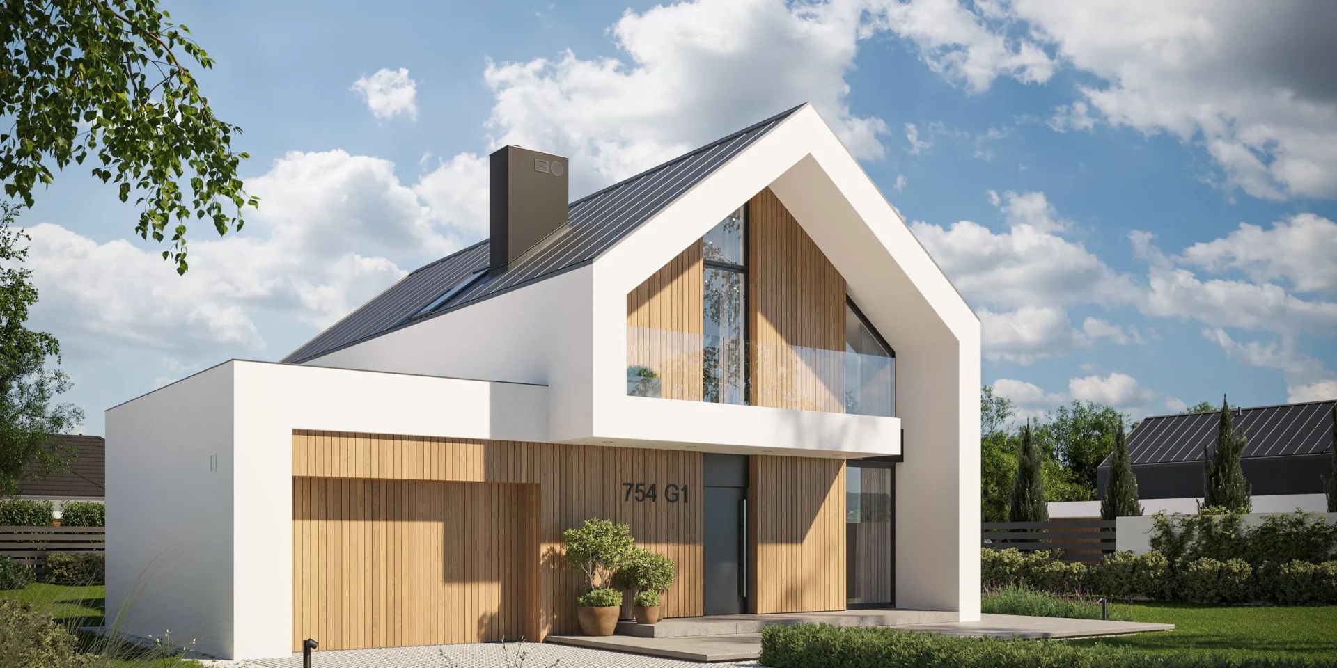 Mały projekt domu z 3 sypialniami i garażem NewHouse 754 G1 Modern House