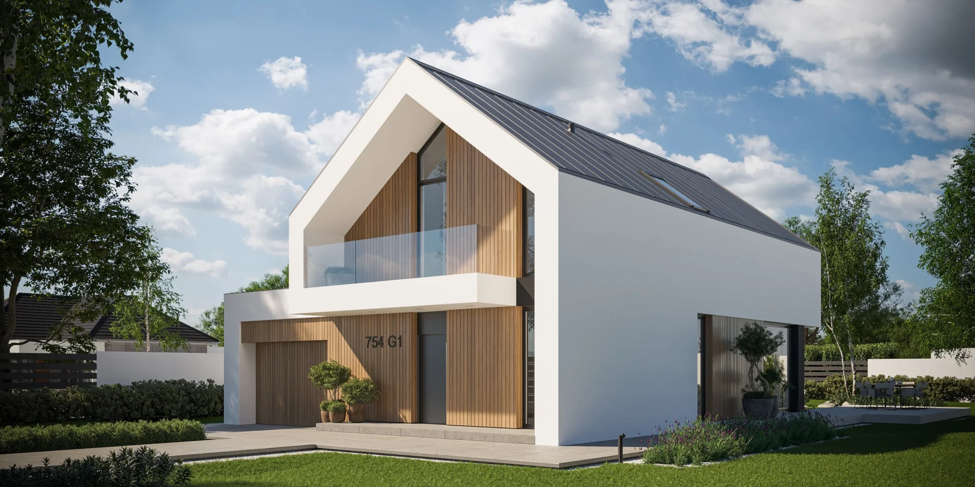 Mały projekt domu z 3 sypialniami i garażem NewHouse 754 G1 Modern House