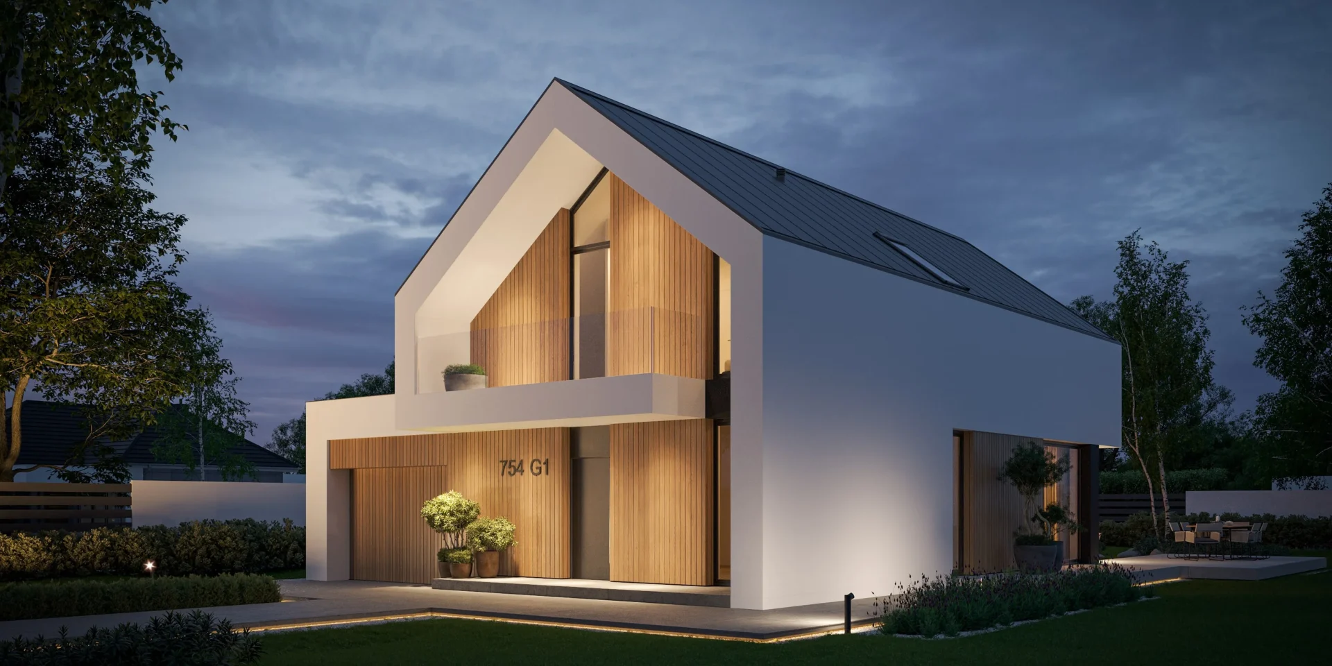 Projekt domu z poddaszem do 100 m2, na małą działkę NewHouse 754 G1 Modern House