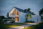 Katalogowy projekt domu nowoczesnego z dachem dwuspadowym i garażem dwustanowiskowym Modern House New House 759