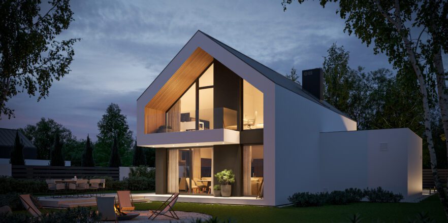 Projekt nowoczesnego, małego domu z poddaszem użytkowym Modern House New House 754 G1