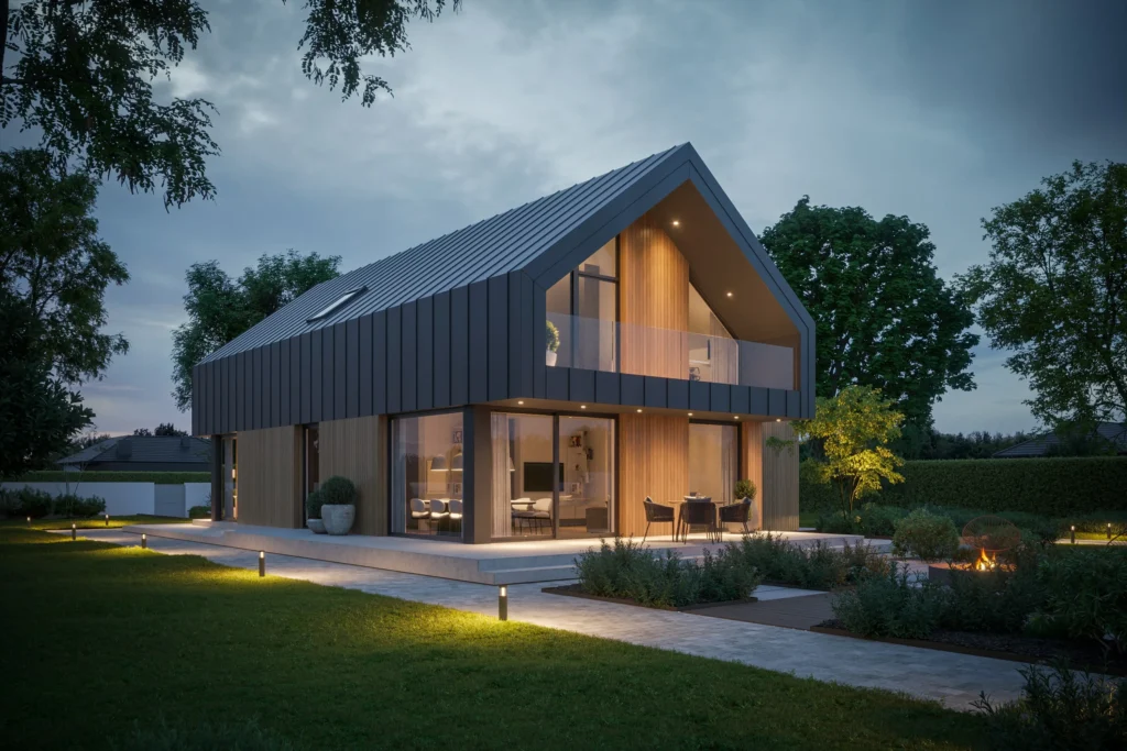 10 Projekt domu Modern House NewHouse 759w1 z elewacja z blachy na rabek