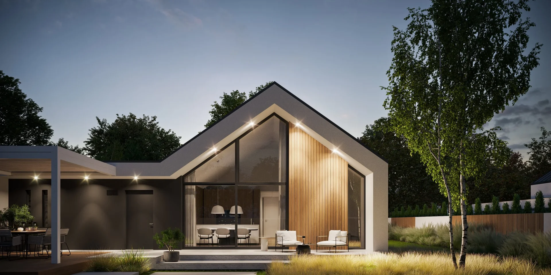 Projekt domu parterowego dla rodziny 2+2 Modern House NewHouse 719 w1 G2