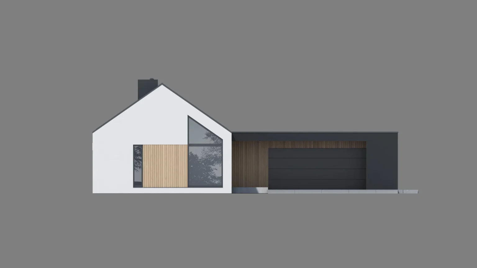 Elewacja frontowa projekt nowoczesnej stodoły NewHouse 719 w1 G2