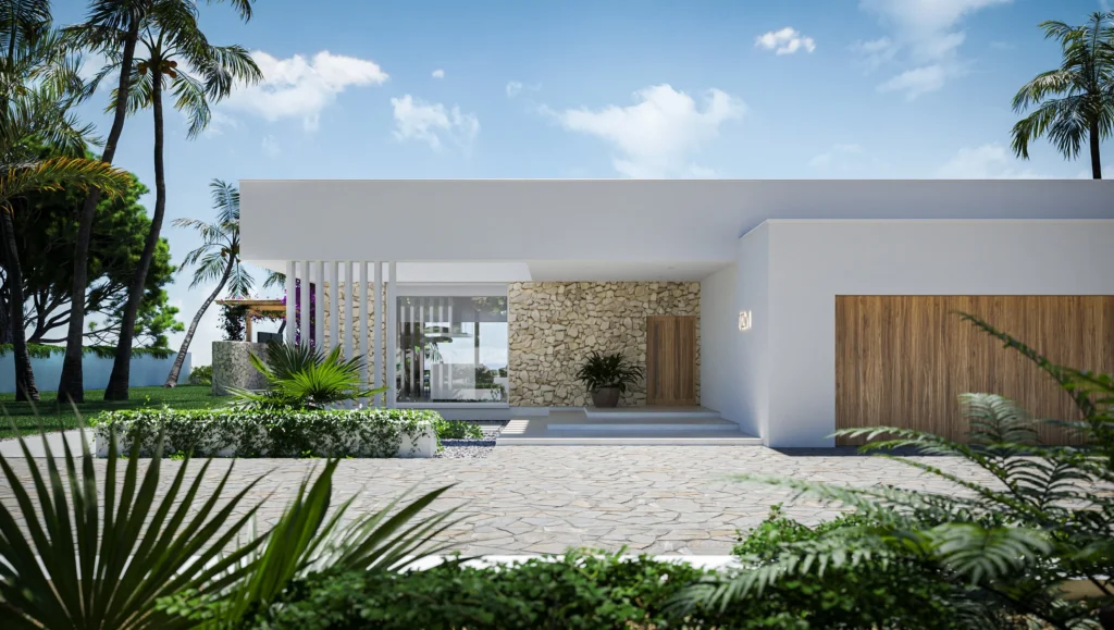 Gotowy projekt domu parterowego o powierzchni 150 m2 Modern House NewHouse 702 w1