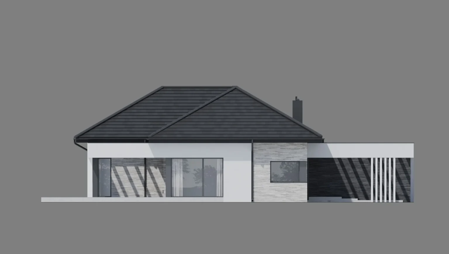 Modern House BrickHouse 101 parterowy projekt domu elewacja boczna