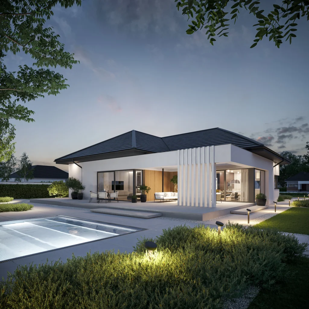 Projekty domów parterowych do 150 m² - 10 propozycji MODERN HOUSE 17 k01 Modern House NewHouse 723