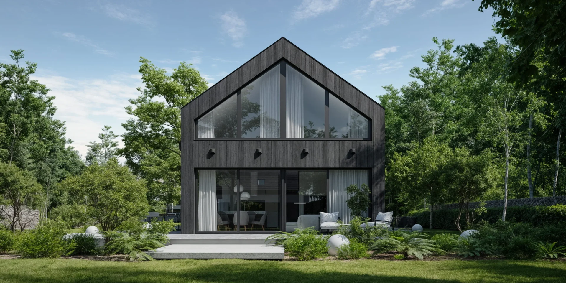 Dom stodoła NewHouse 751 z dużymi oknami ogrodowymi i minimalistyczną bryłą