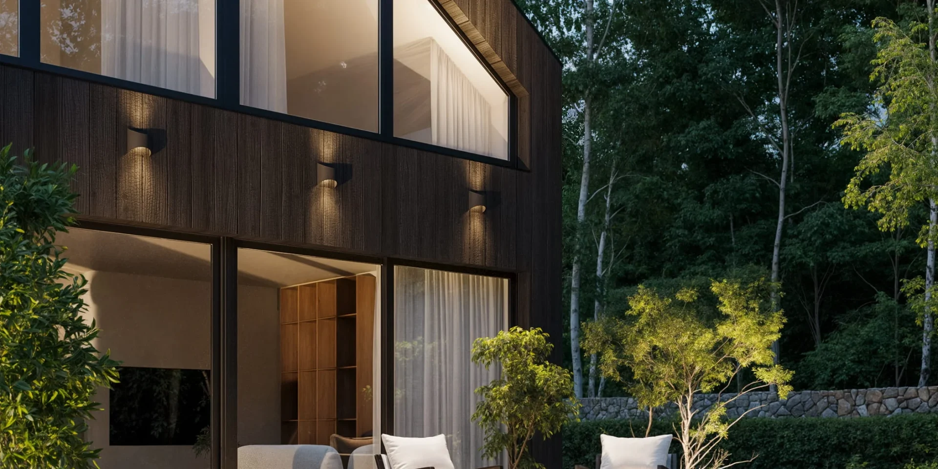 Projekt NewHouse 751 – parterowy dom stodoła z dużymi przeszkleniami od ogrodu i prostą bryłą architektoniczną