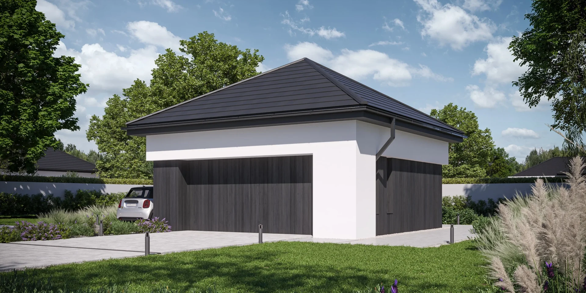 Modern House Garage 03 projekt wolnostojącego garażu dwustanowiskowego