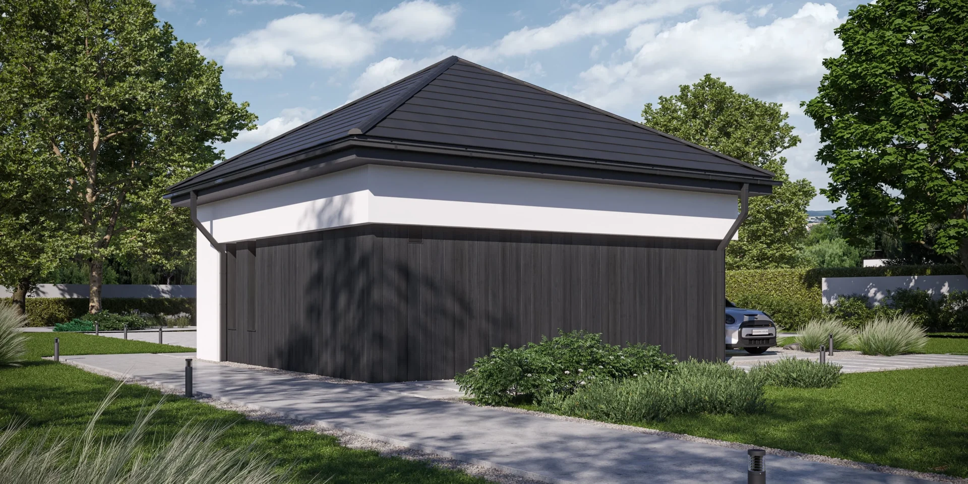 Projekt garażu Modern House Garage 03 dwa stanowiska garażowe