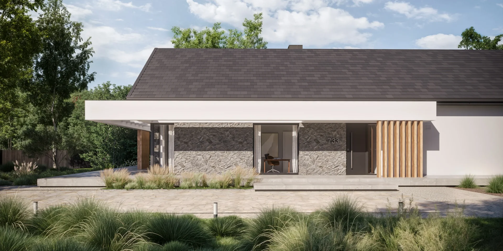 Gotowy projekt domu bez garażu, do 150 m2 powierzchni, parterowy Modern House NewHouse 733