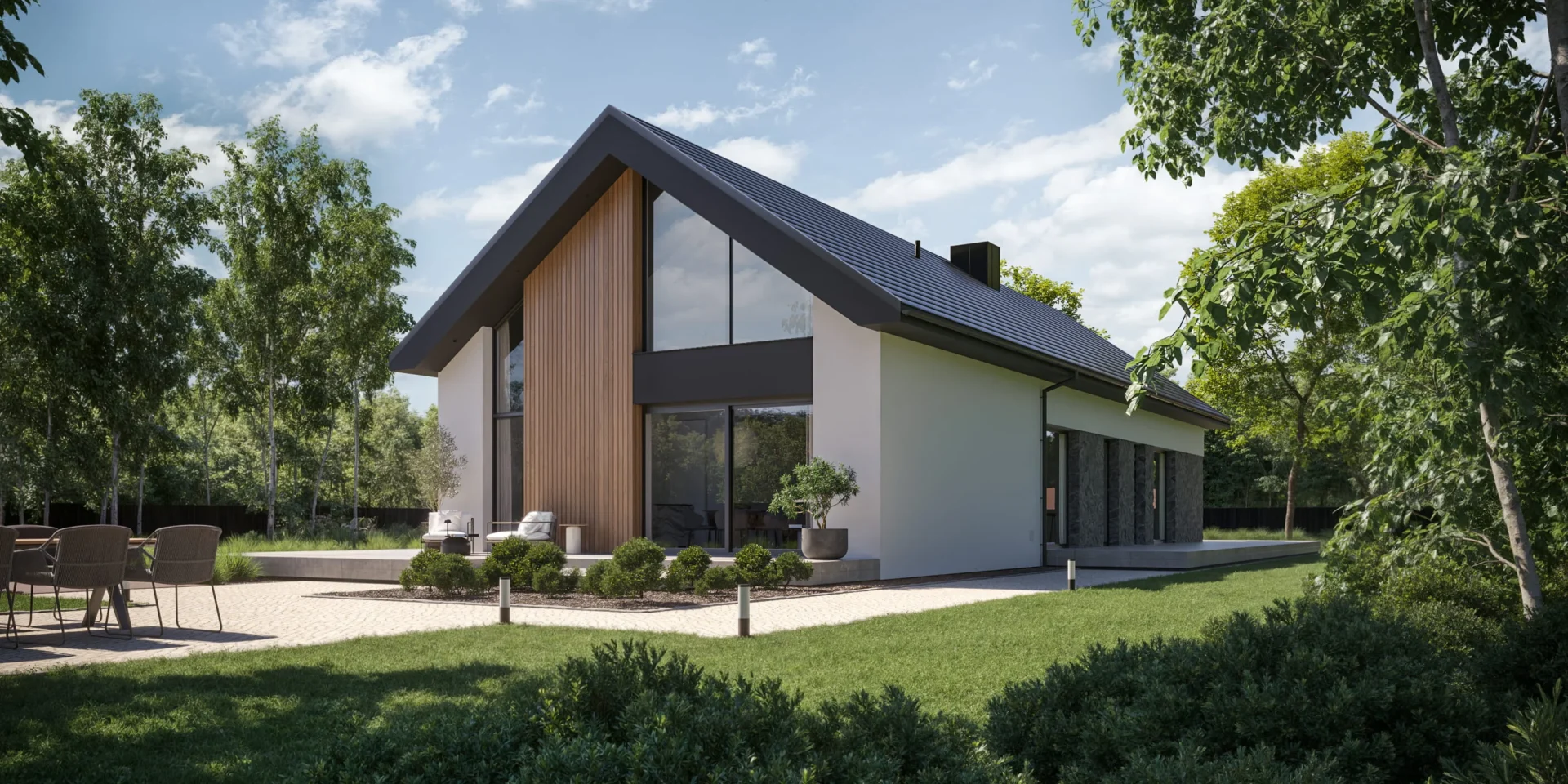Parterowy projekt domu dla dużej rodziny Modern House NewHouse 733