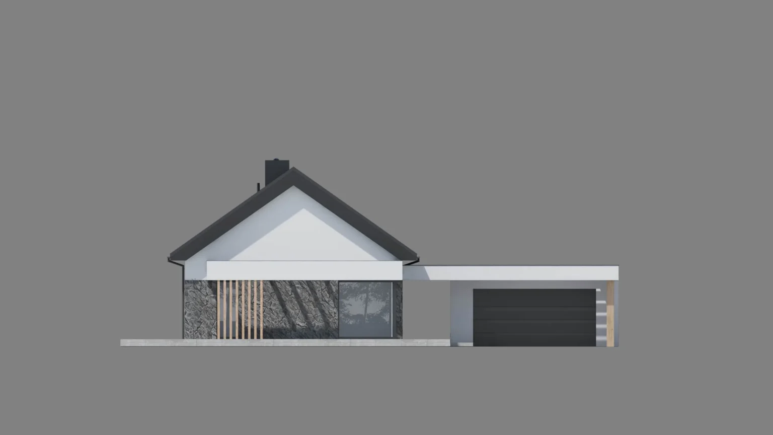 Projekt domu parterowego z garażem NewHouse 733 G2 elewacja boczna