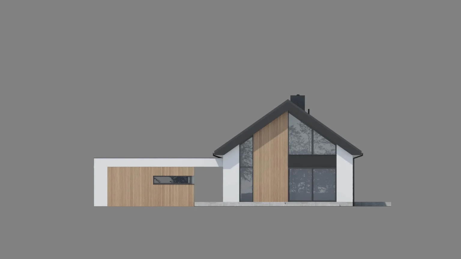 Projekt domu parterowego z garażem NewHouse 733 G2 elewacja ogrodowa, boczna